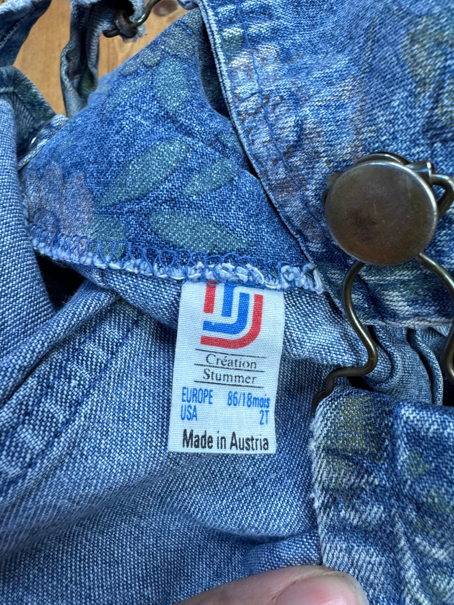 Vintage 90s Floral Denim Baby Dungarees | 18 Months