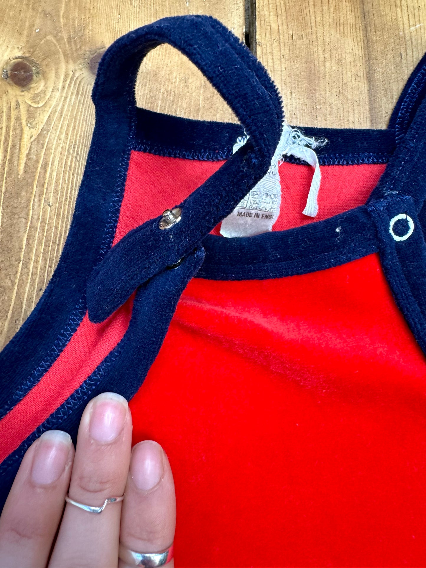 Vintage Red Velour Pinafore Top | 2-3 Years