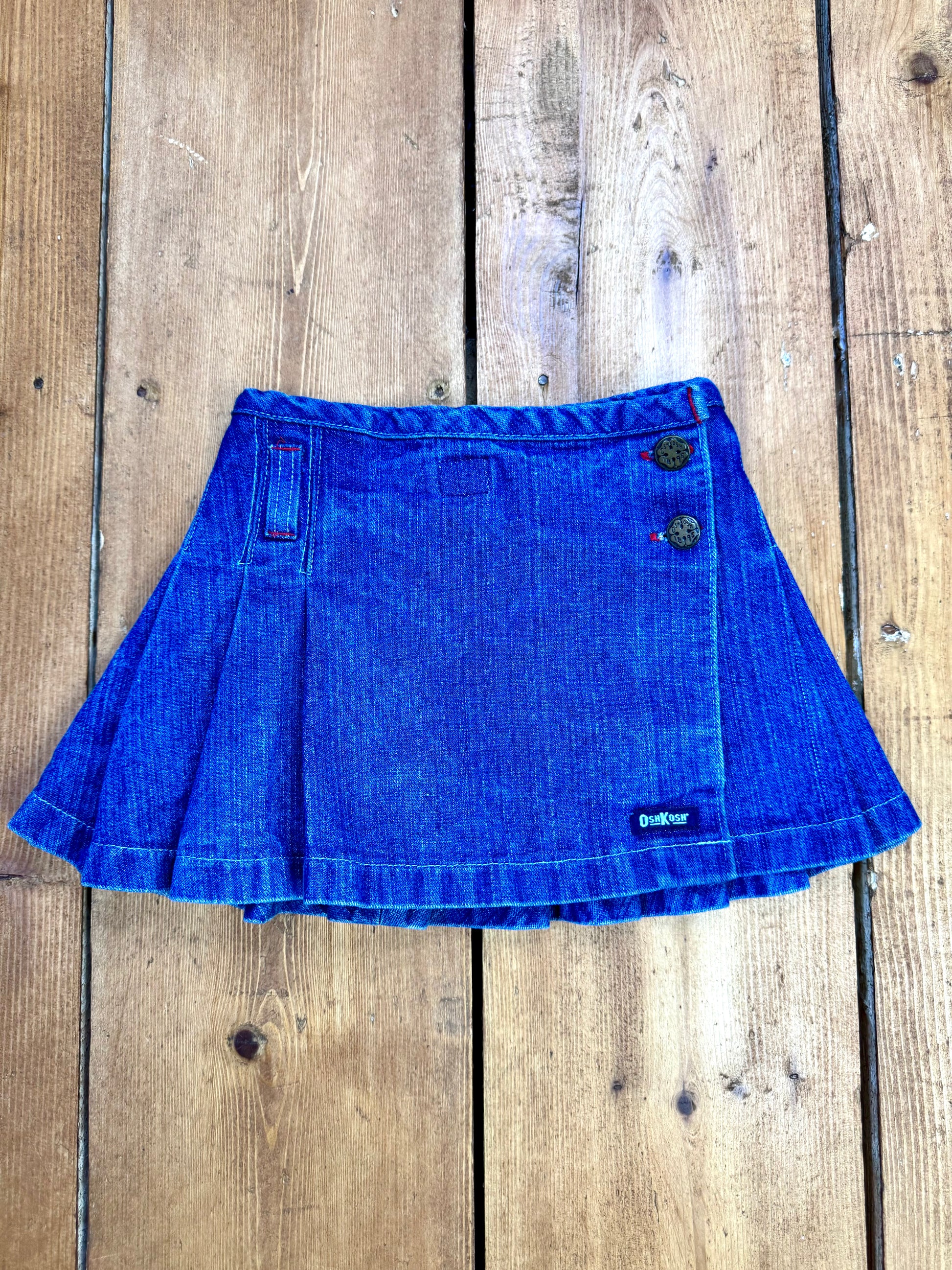 Vintage 90s denim OshKosh wrap skirt. Size 18 months. Handpicked for Bee Tiny kids vintage.