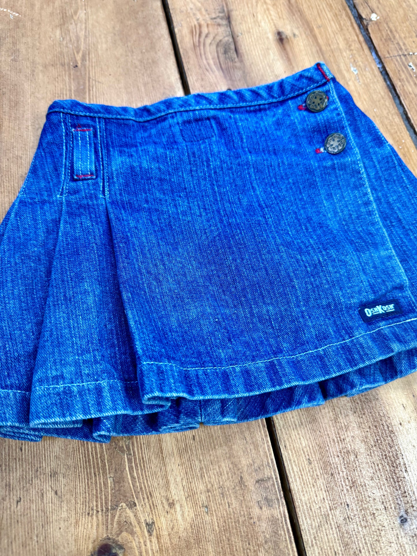 Vintage 90s denim OshKosh wrap skirt. Size 18 months. Handpicked for Bee Tiny kids vintage.