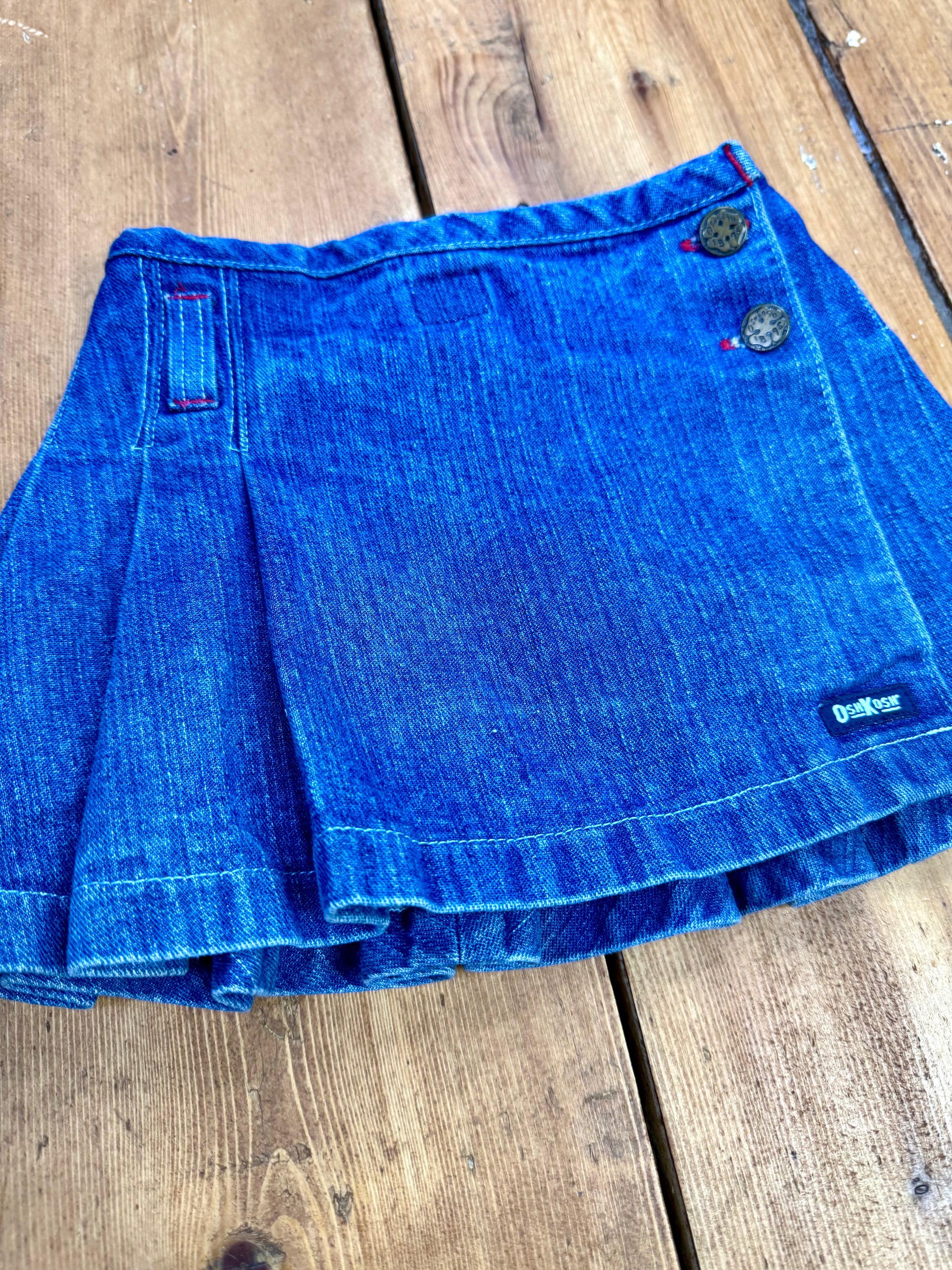 Vintage 90s denim OshKosh wrap skirt. Size 18 months. Handpicked for Bee Tiny kids vintage.