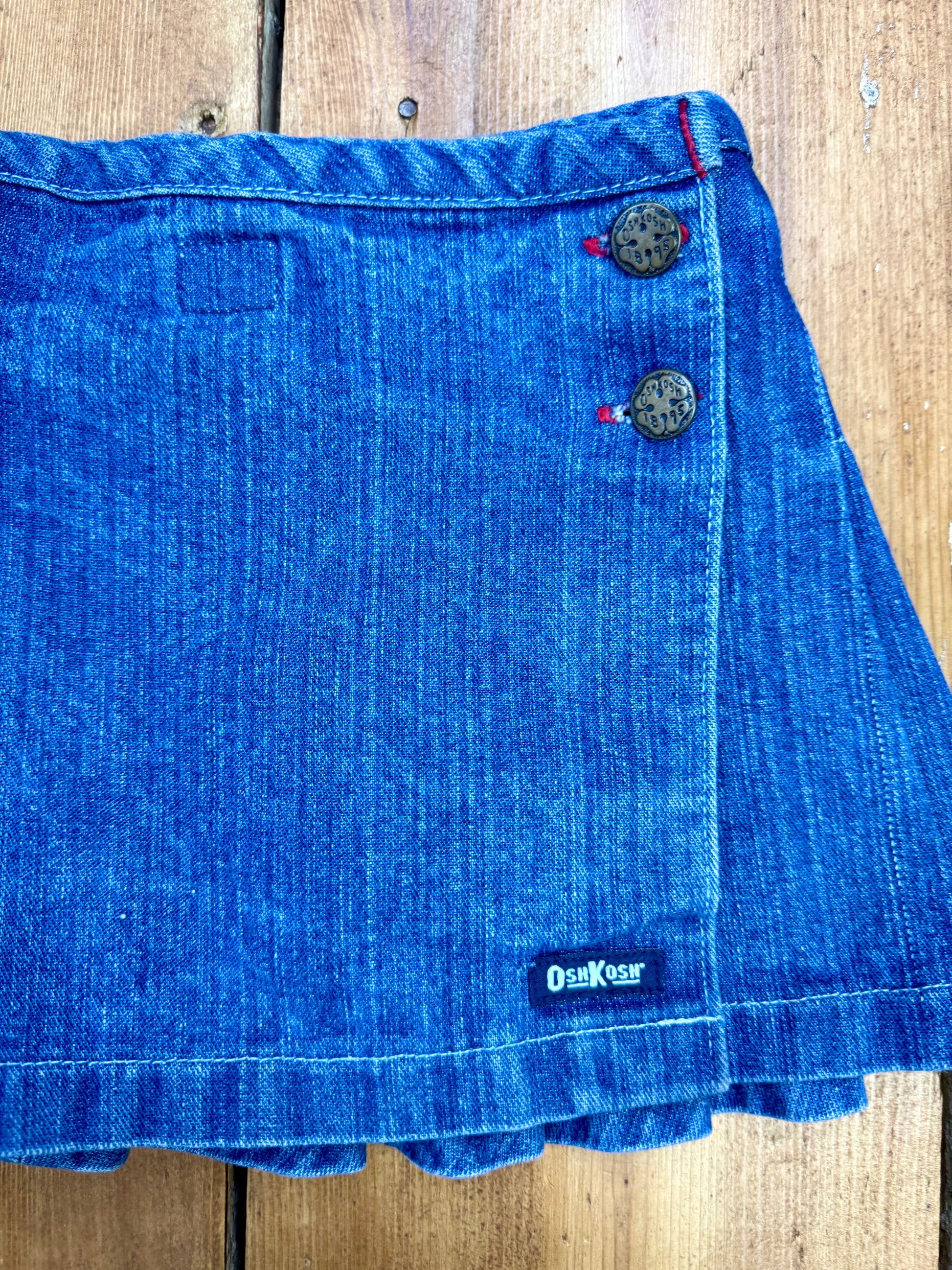 Vintage 90s denim OshKosh wrap skirt. Size 18 months. Handpicked for Bee Tiny kids vintage.