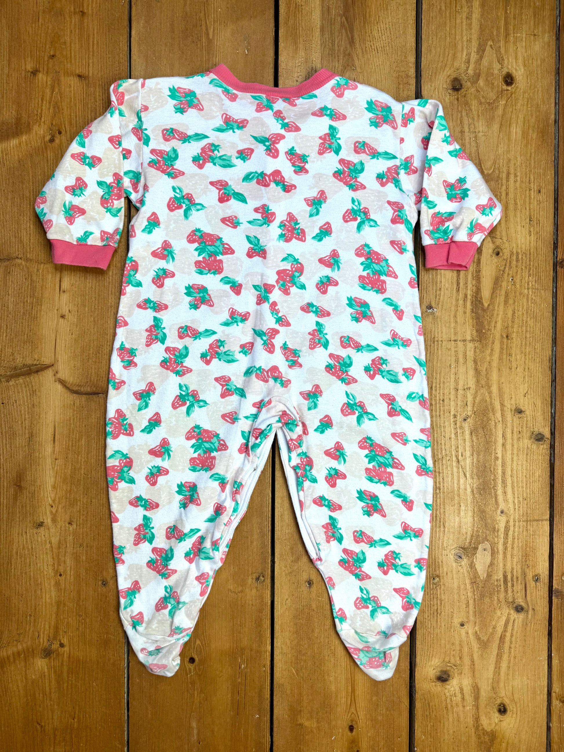 Vintage 90s George strawberry print babygrow. Handpicked for Bee Tiny kids vintage. 