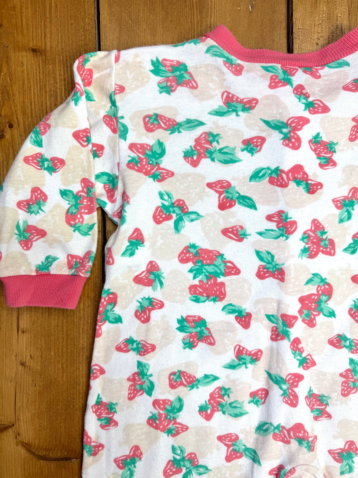 Vintage 90s George strawberry print babygrow. Handpicked for Bee Tiny kids vintage. 