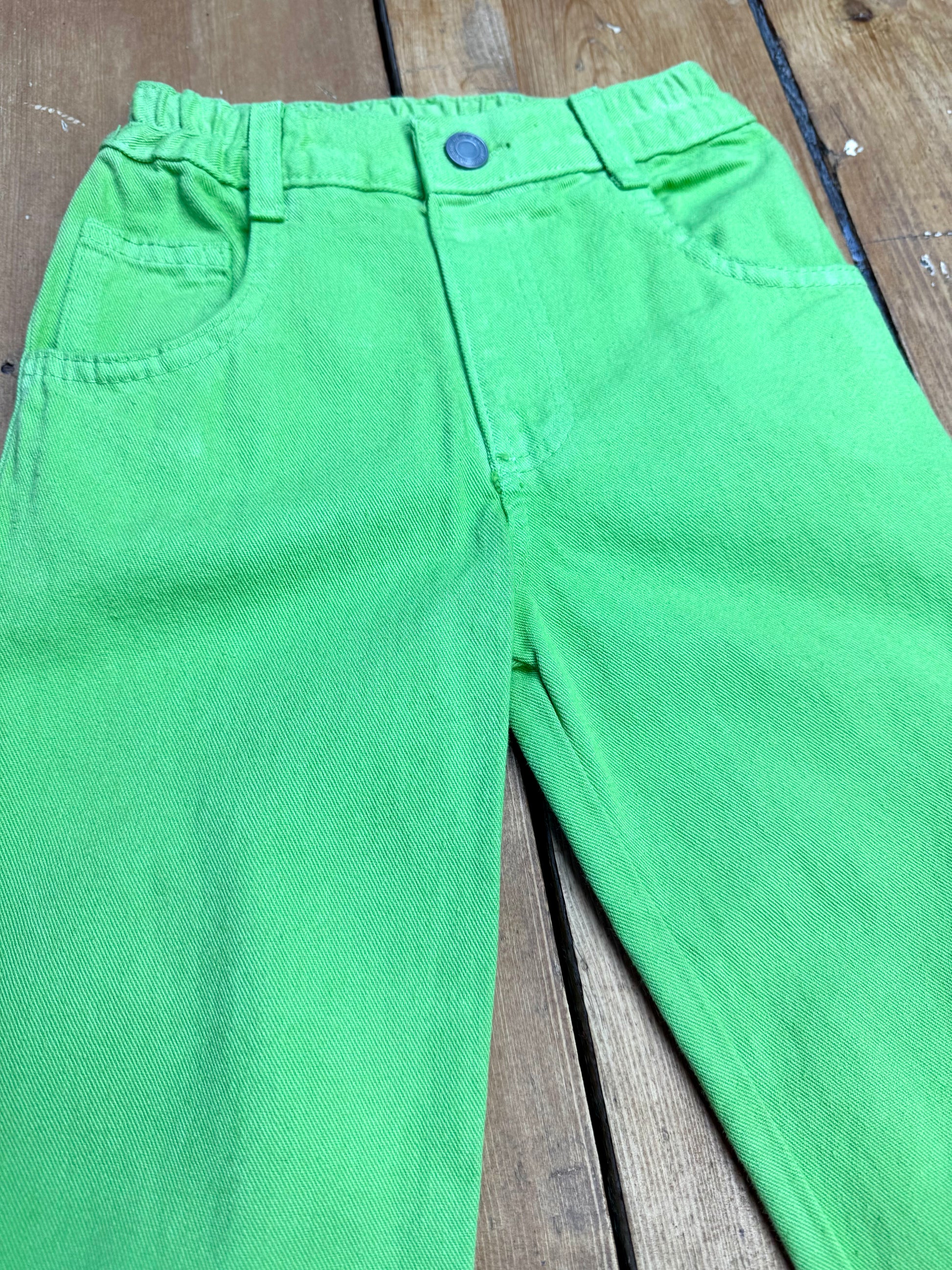 Vintage Y2K green kids denim jeans, age 2-3 years. Handpicked for Bee Tiny kids vintage. 